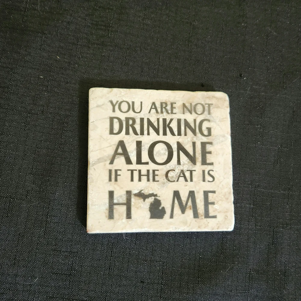 NooMoon Humorous Cat Lover Marble Coaster - Cream